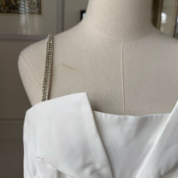 NWT Bagatelle White Large Bow Crop Top Rhinestone Straps 8 - Picture 2 of 11